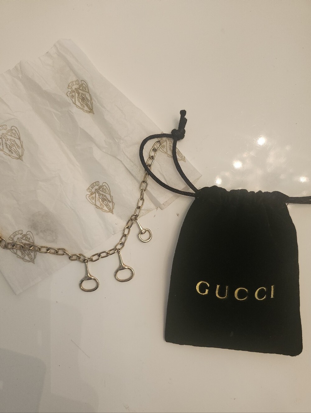 Vintage Gucci Gold-Tone Horsebit Charm Chain Bracelet